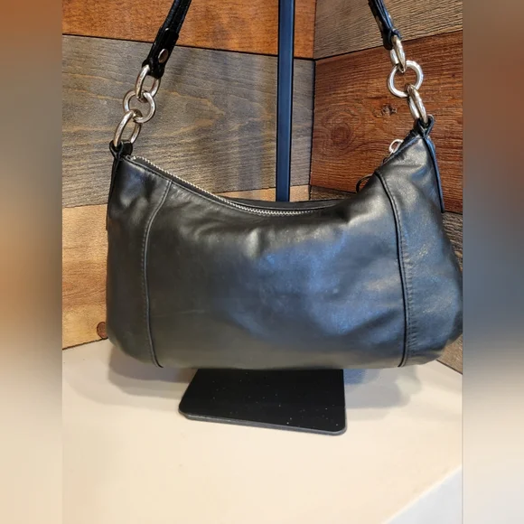 Coach Black Leather Poppy Shoulder Bag - Picture 4 of 7